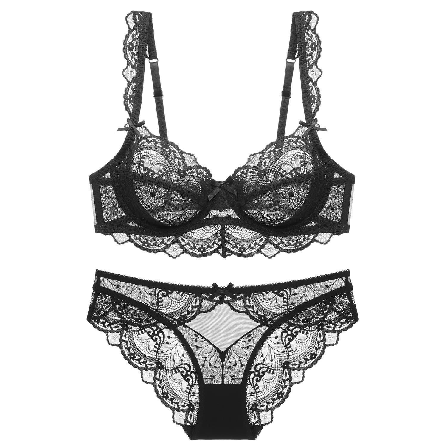 Lace underwear, thin set, sexy birthday charm, push up bra, sponge bra top, french style, high-quality style 3