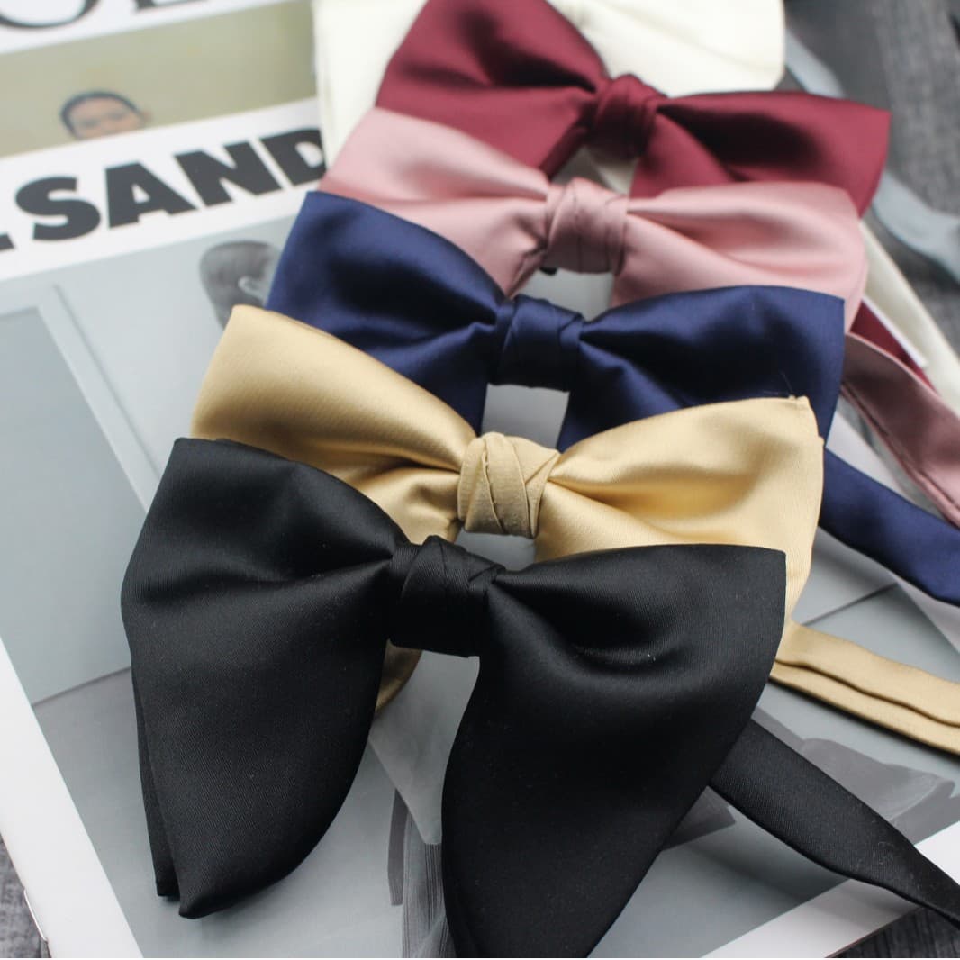 Solid color bow tie, casual black white suit with bow, Korean style 2