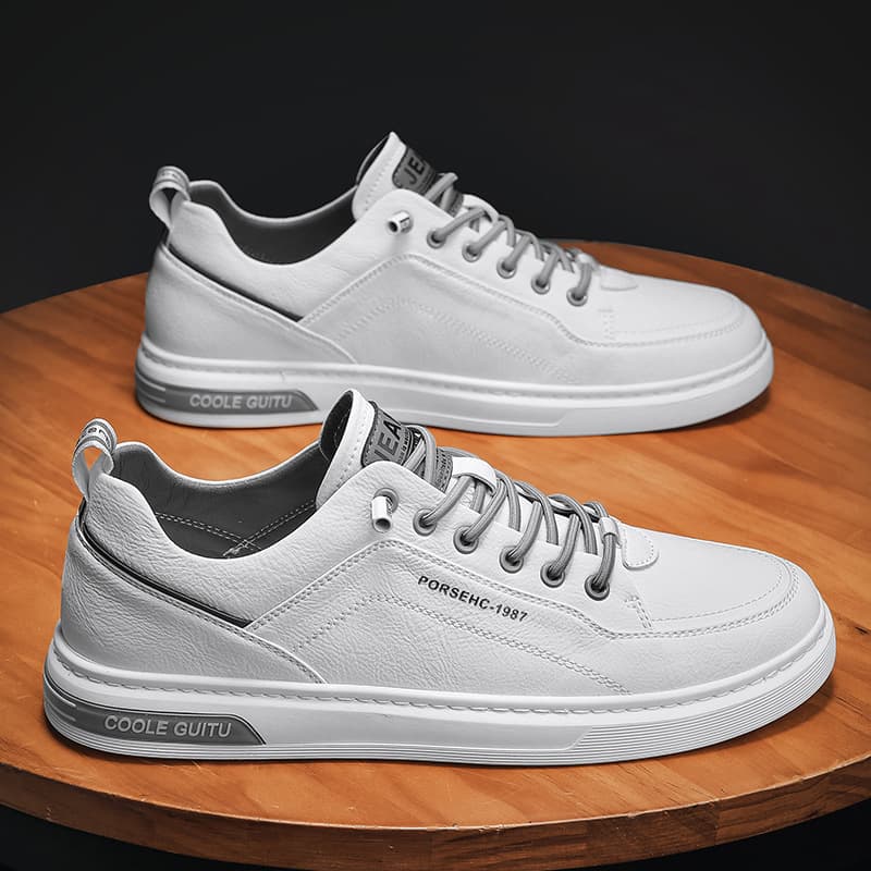 Men's Shoes Spring 2025 New Men's Casual Leather Shoes Men's Versatile Sports Trendy Shoes Men's Thick-Soled Small White Sneakers 2