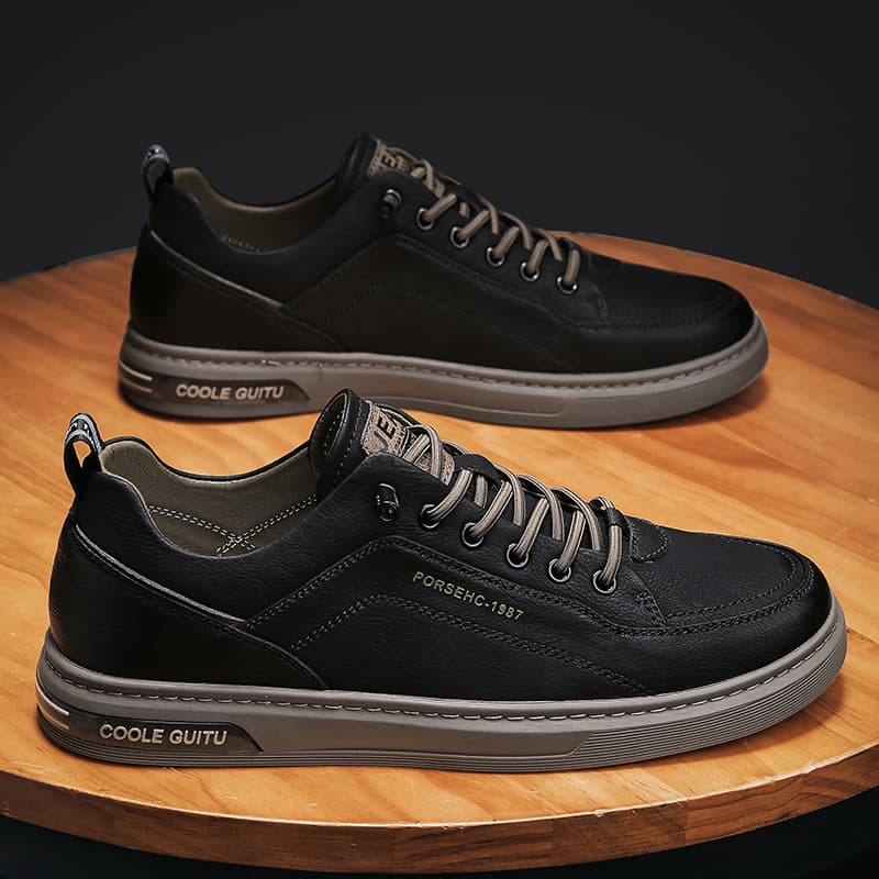 Men's Shoes Spring 2025 New Men's Casual Leather Shoes Men's Versatile Sports Trendy Shoes Men's Thick-Soled Small White Sneakers 4