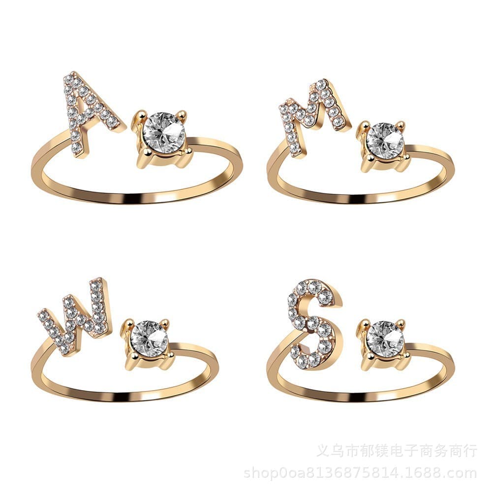 Ring, creative adjustable one size accessory with letters 2
