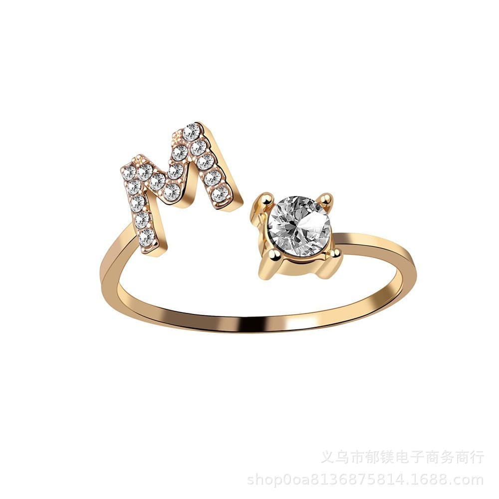 Ring, creative adjustable one size accessory with letters 4