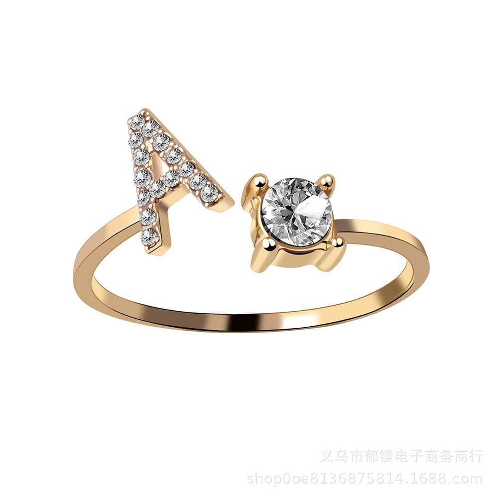 Ring, creative adjustable one size accessory with letters 5