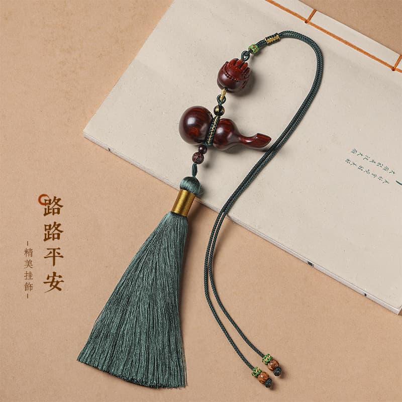 Genuine high-end creative protective amulet sandalwood with tassels, DIY 2
