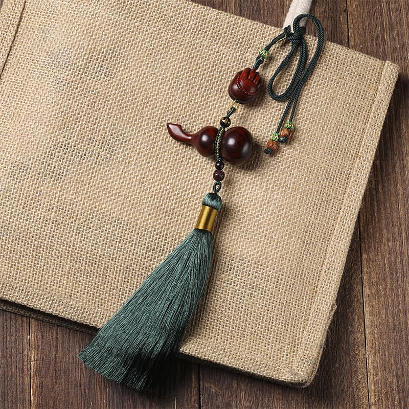 Genuine high-end creative protective amulet sandalwood with tassels, DIY 4