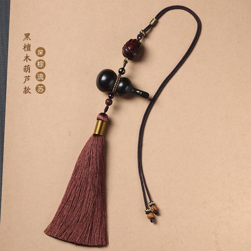Genuine high-end creative protective amulet sandalwood with tassels, DIY 7