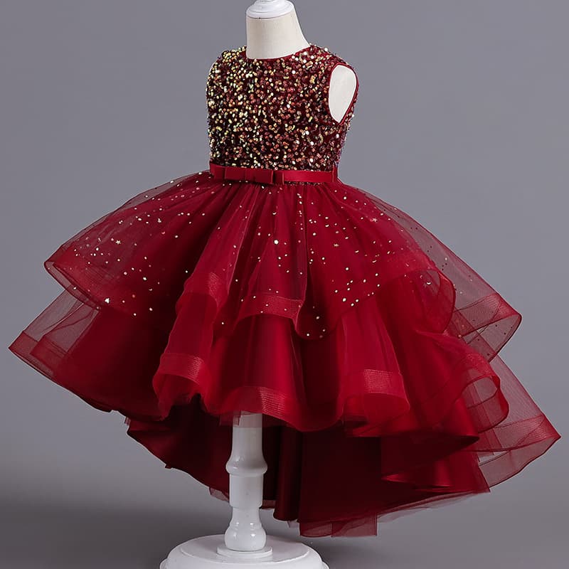 Small princess costume, flower girl dress, girl's skirt, piano performance costume, children's evening dress, tulle, children's catwalk costume 1
