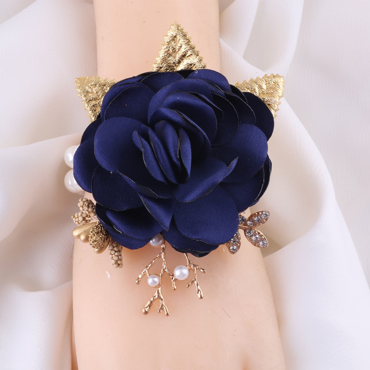 Navy Blue Bridesmaid Boutonniere - Fresh Style Wedding Flower Corsage 2
