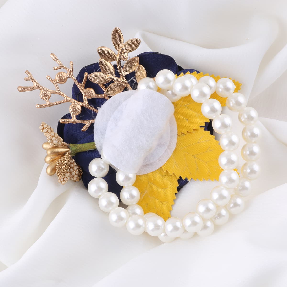 Navy Blue Bridesmaid Boutonniere - Fresh Style Wedding Flower Corsage 3