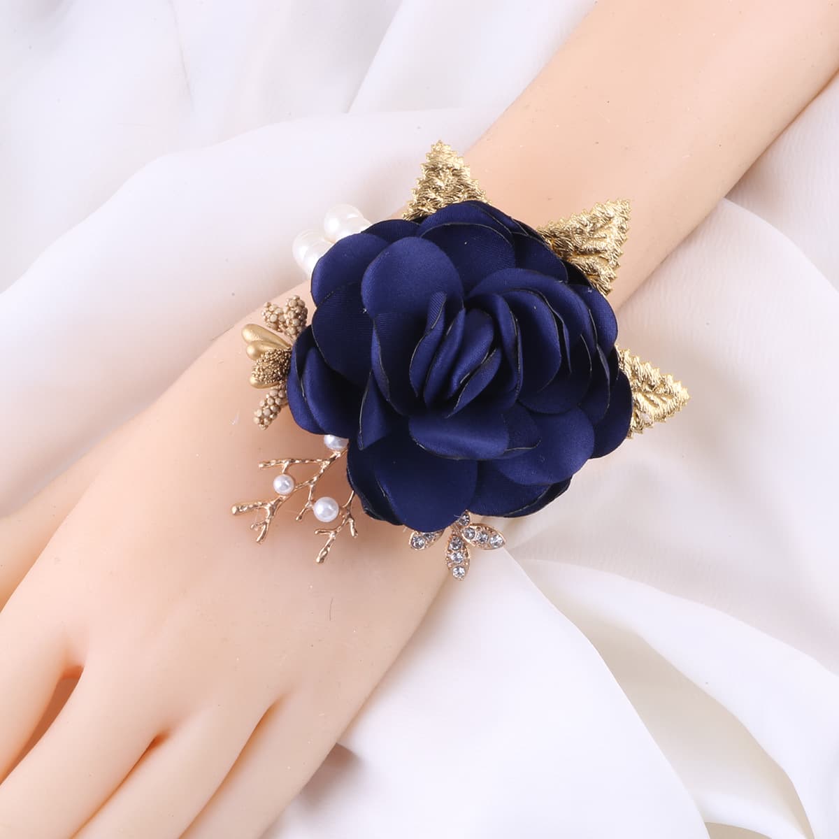 Navy Blue Bridesmaid Boutonniere - Fresh Style Wedding Flower Corsage 1