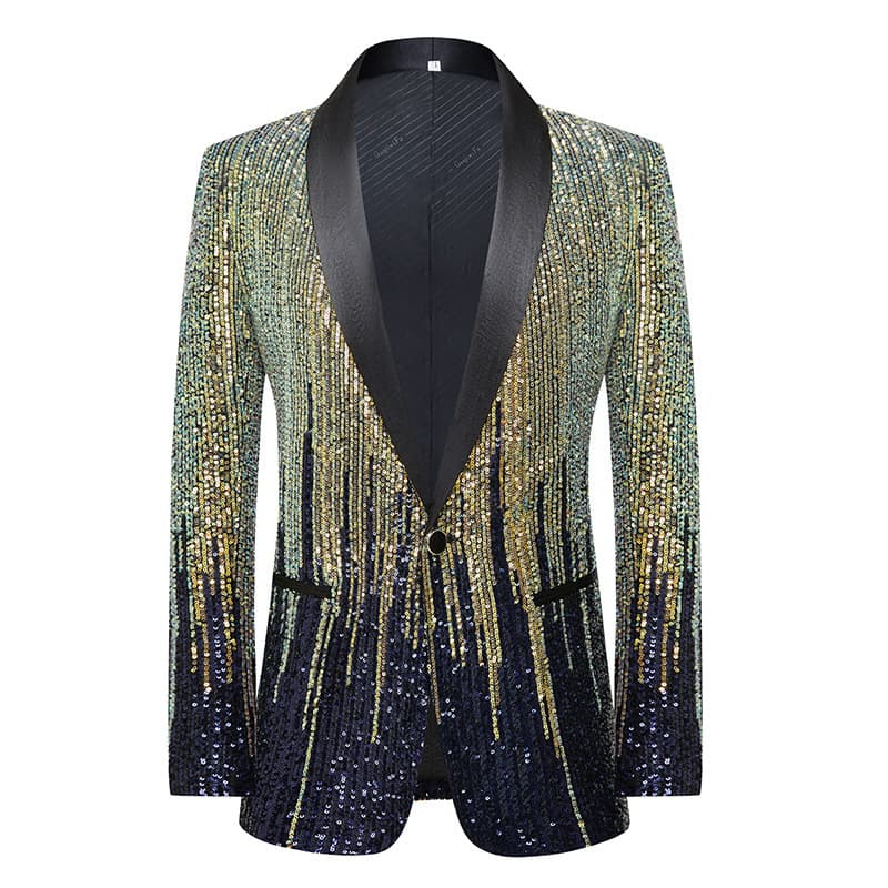 Men's meteor gradient sequin suit jacket performance clothing bar singer stage performance host catwalk casual 2