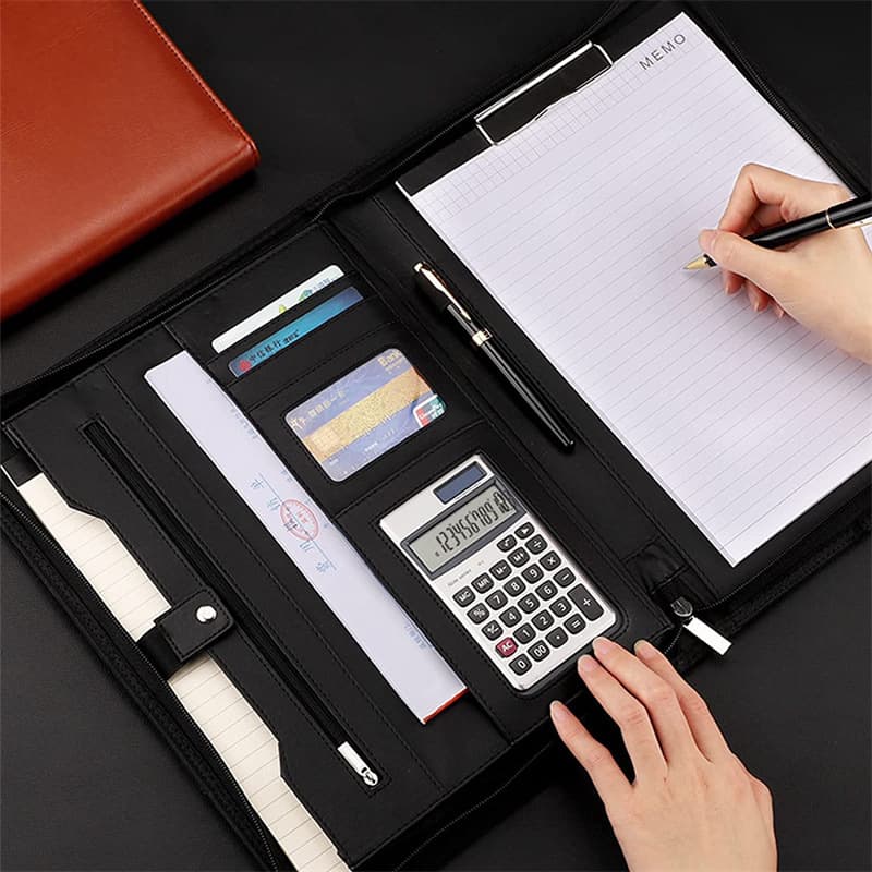 A4 Map Leather Conference Demonstration File Organizer Corporal Package 2