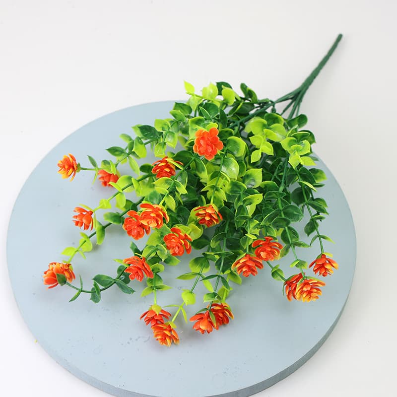 Plastic green realistic decorative flowers, home decor 2