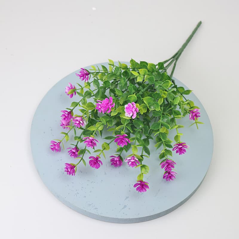 Plastic green realistic decorative flowers, home decor 3