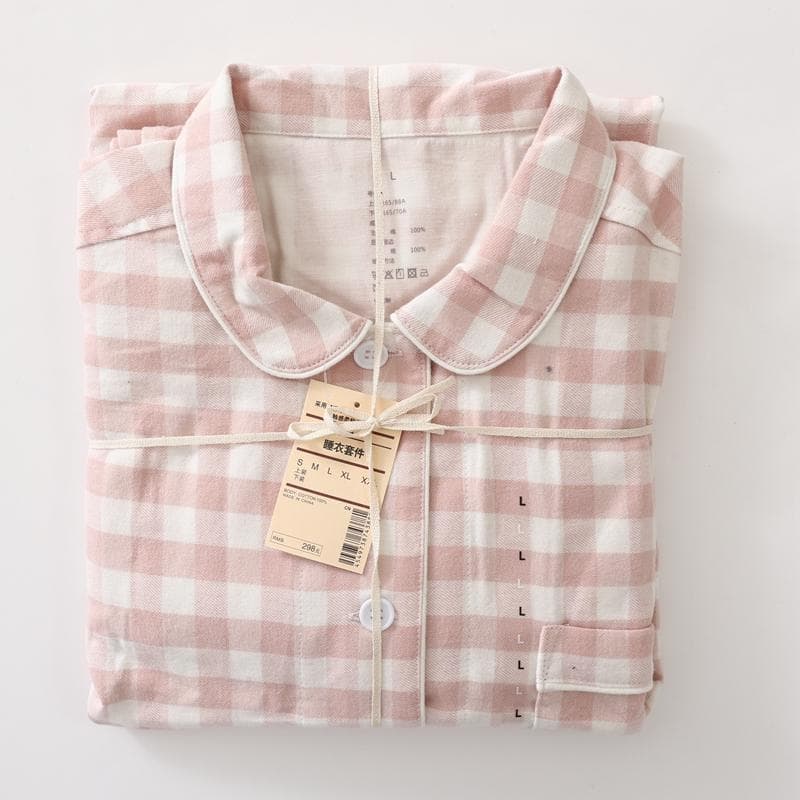 Japanese demi-season cotton pijama, men's flannel long-sleeve, sleeves, set 1