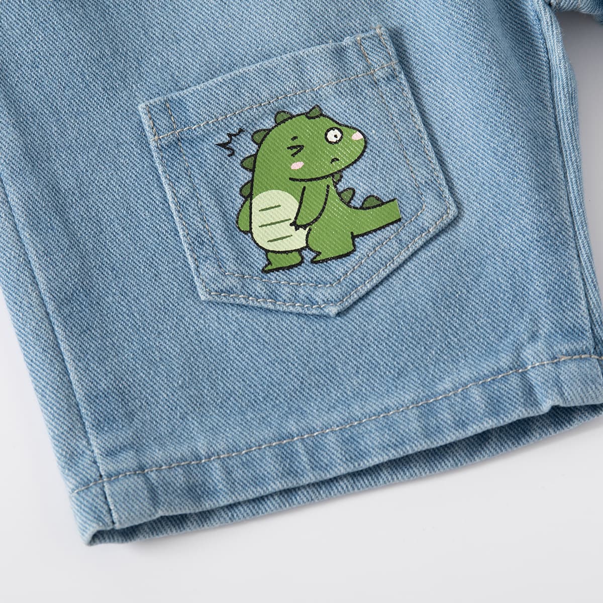 Cartoon denim skirt for boys, cute shorts, children's travel sports dinosaur for leisure, print 4