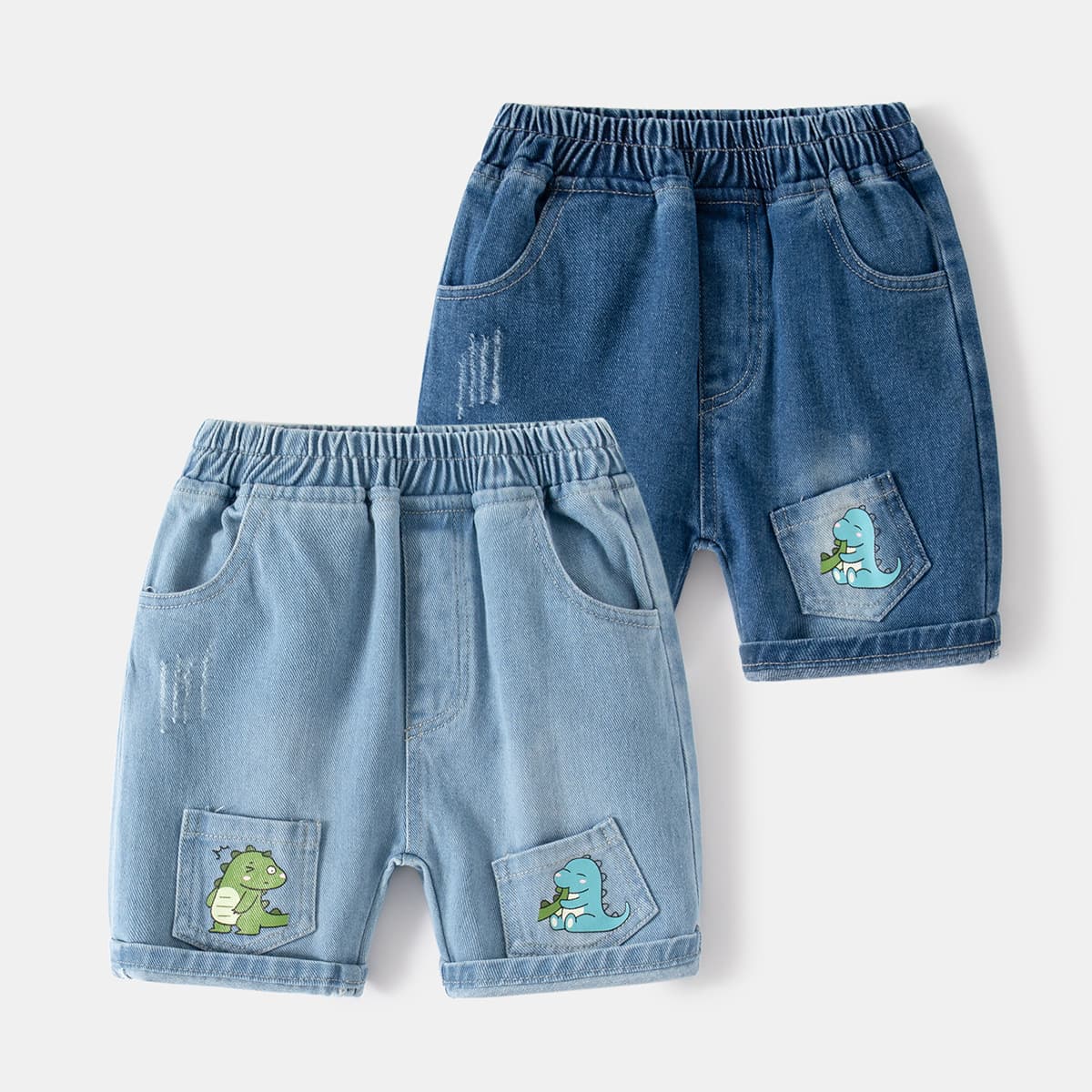 Cartoon denim skirt for boys, cute shorts, children's travel sports dinosaur for leisure, print