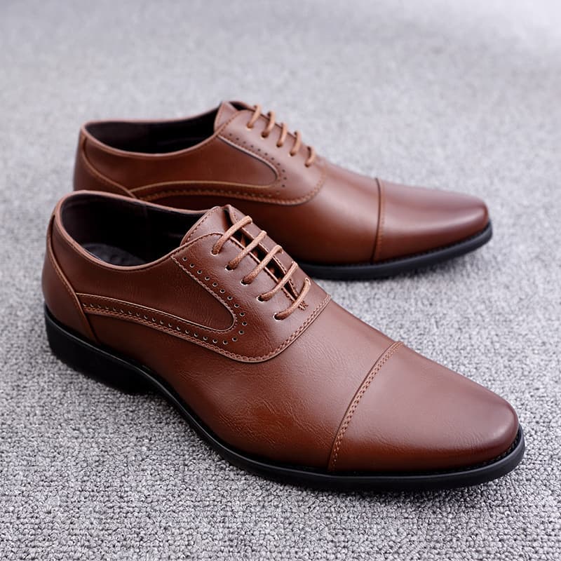 Men's Leather Business Oxfords - British Style Lace-Up 2