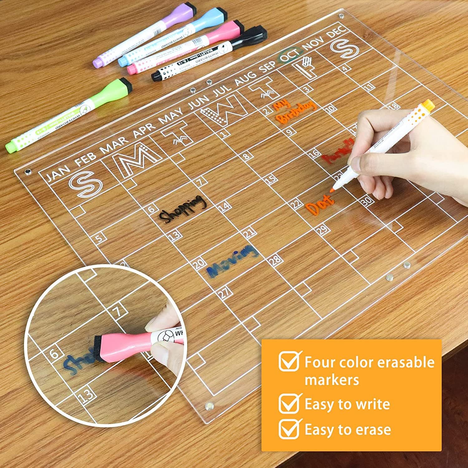 Acrylic transparent magnetic strong magnet, calendar, erasable writing board 3