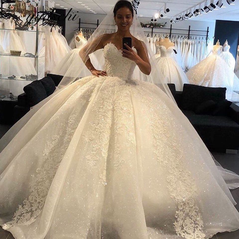 Elegant shiffon wedding dress, lace small princess costume for bride, graduation party 3