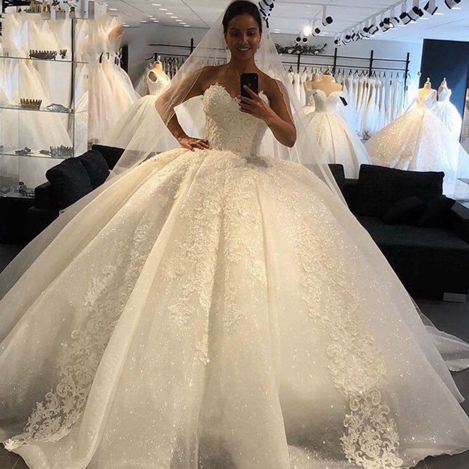 Elegant shiffon wedding dress, lace small princess costume for bride, graduation party 1