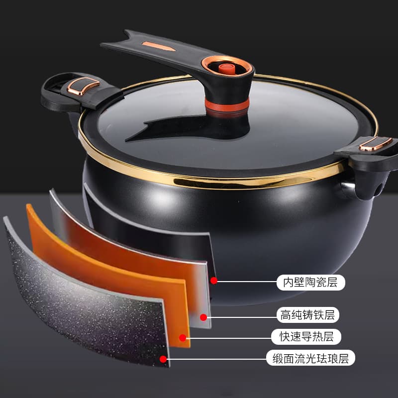 Carefully selected black micro-pressure cooker 7 liters fat dundun household multi-functional pressure stew pot 8L stew pot non-stick soup pot 4