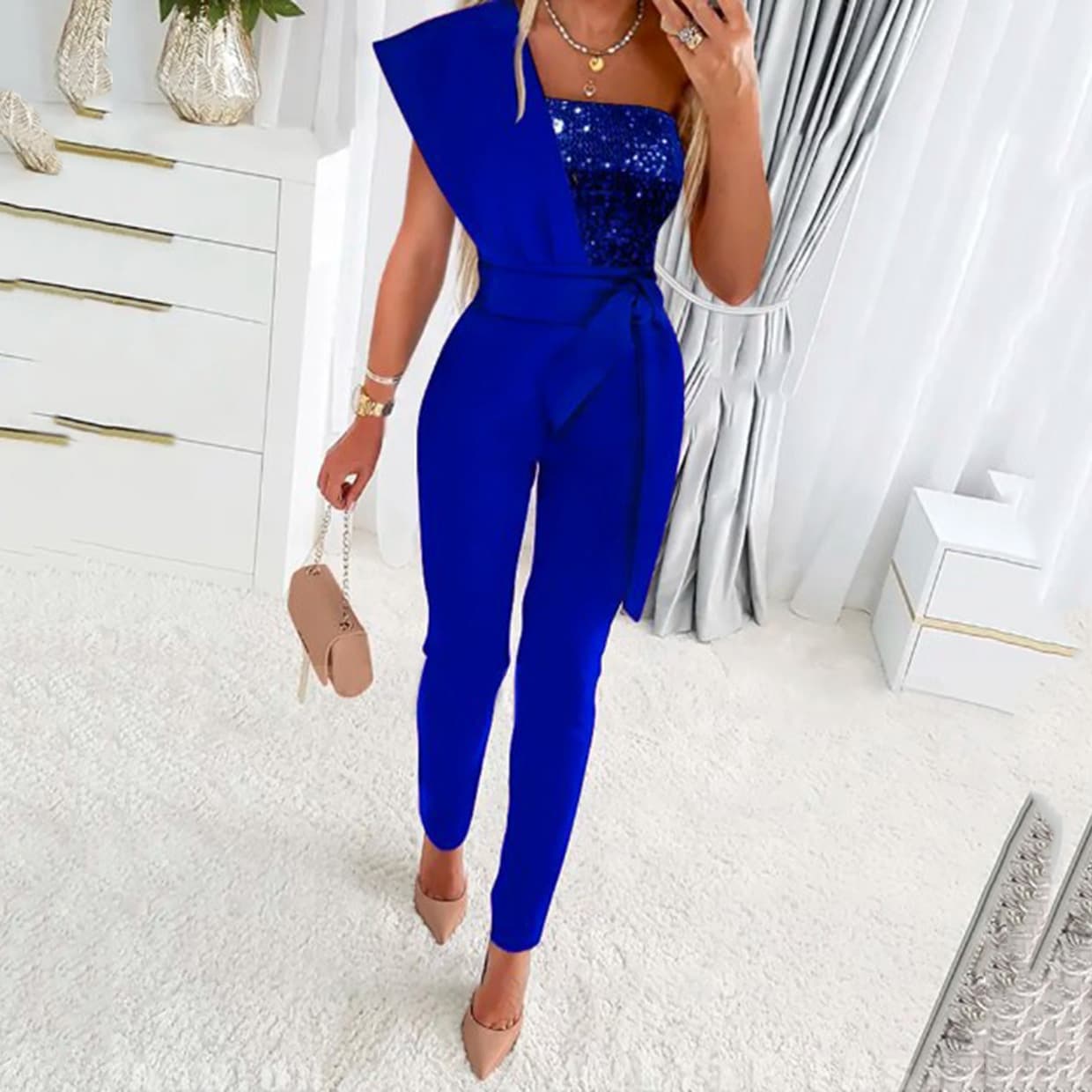 (Cross-border trading), overall, belt sleevless, trousers, European style 3
