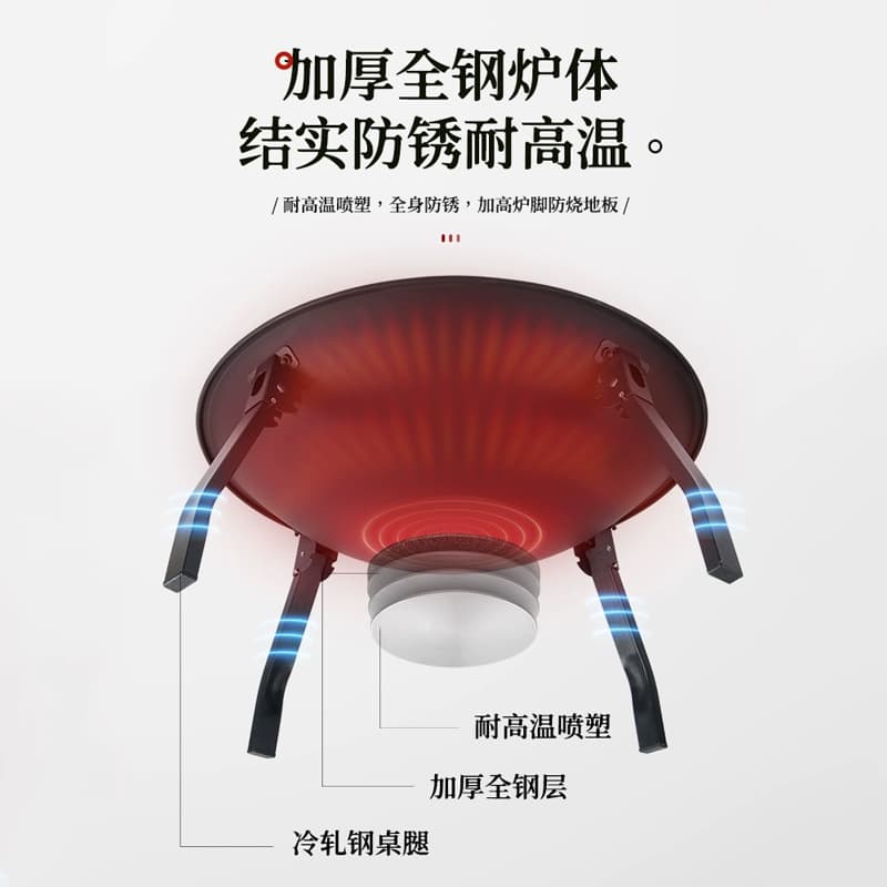 Tea-cooked stove set, full set of indoor large-sized barbecue stove, winter courtyard wood stove, charcoal fire barbecue table 3