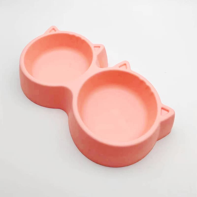 Cat Ear Double Bowl Cat Basin Pet Bowl Integrated Double Bowl Plastic Defense Cat Basin Pet Bowl Feed Cat Bowl Double Bowl 2