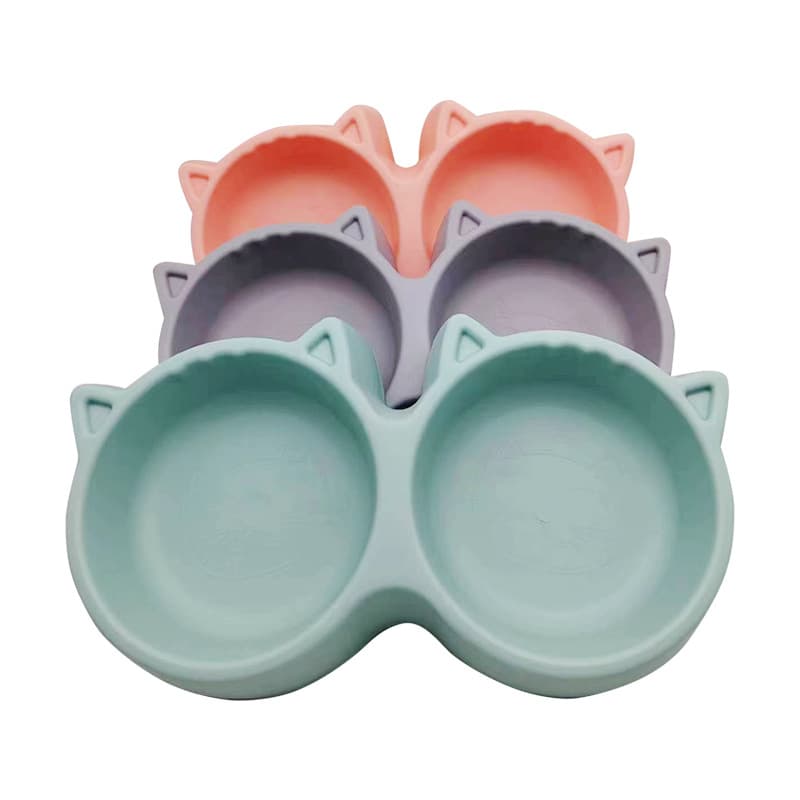 Cat Ear Double Bowl Cat Basin Pet Bowl Integrated Double Bowl Plastic Defense Cat Basin Pet Bowl Feed Cat Bowl Double Bowl 5