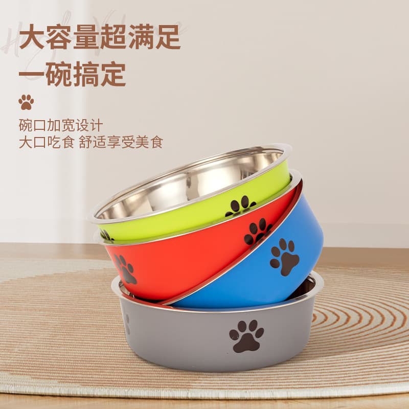 Stainless steel pet bowl food basin double -layer plastic dog pot cat bowl bowl feed grain drinking water pet feed pot wholesale 4