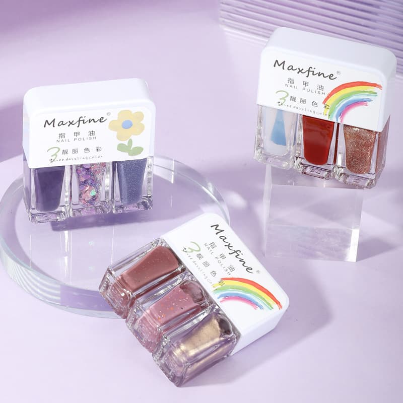 Maxfine (Wholesale), nail polish, detachable set water based for manicure, three colors, no lamp dry, quick dry, long-term effect, (Physicals) 2