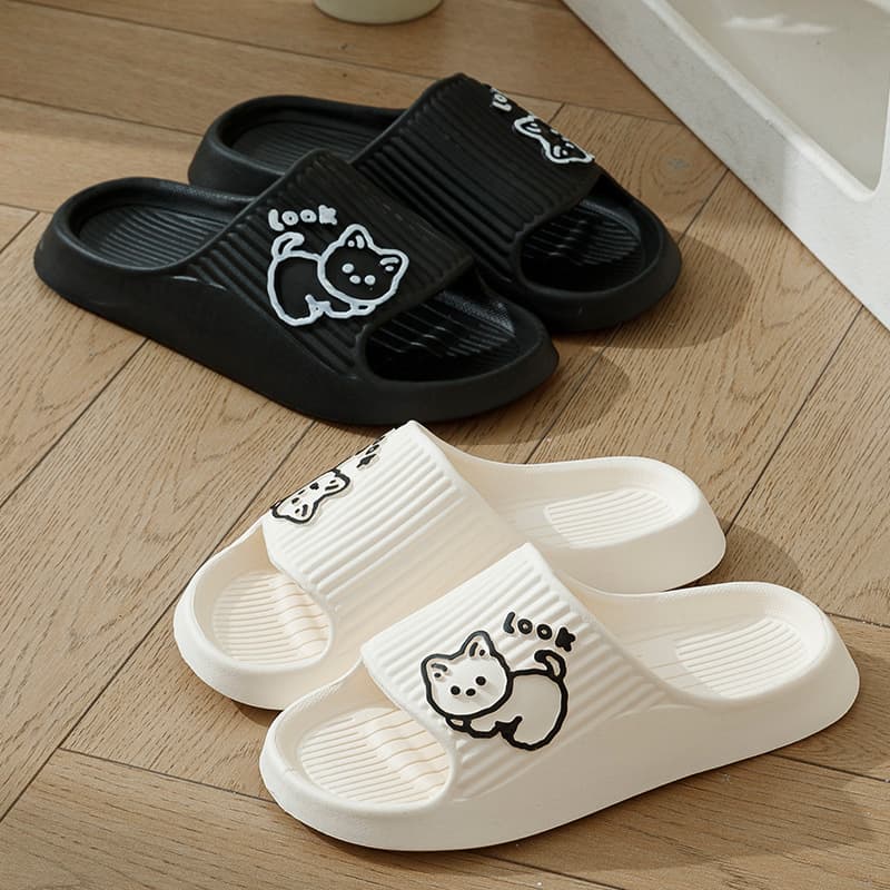 Home cartoon non-slip summer women's slippers, cute men's slippers for bathroom, antibacterial treatment, for beloved