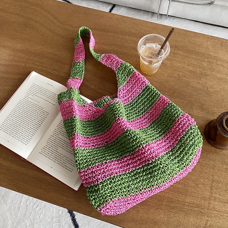(Cross-border trading), straw beach purse, capacious shoulder bag 2