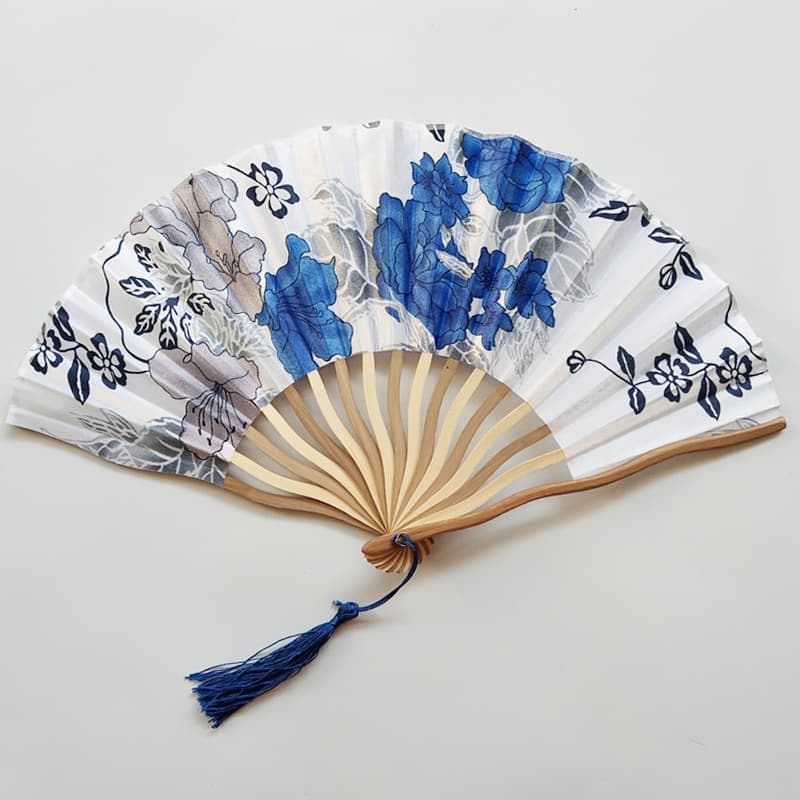 [Boutique Collection] Edo Japan and fan bamboo handle folding fan blue and white porcelain Chinese feelings 1