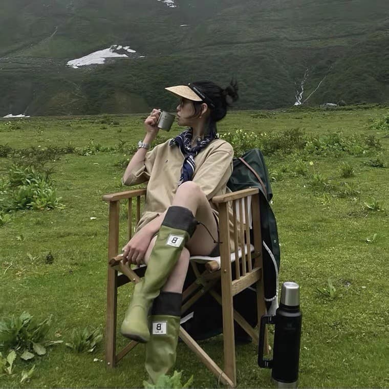 New Japanese Wild Bird Association rain boots, natural rubber rain boots, women's water boots, outdoor water shoes, non-slip hiking rubber boots 4