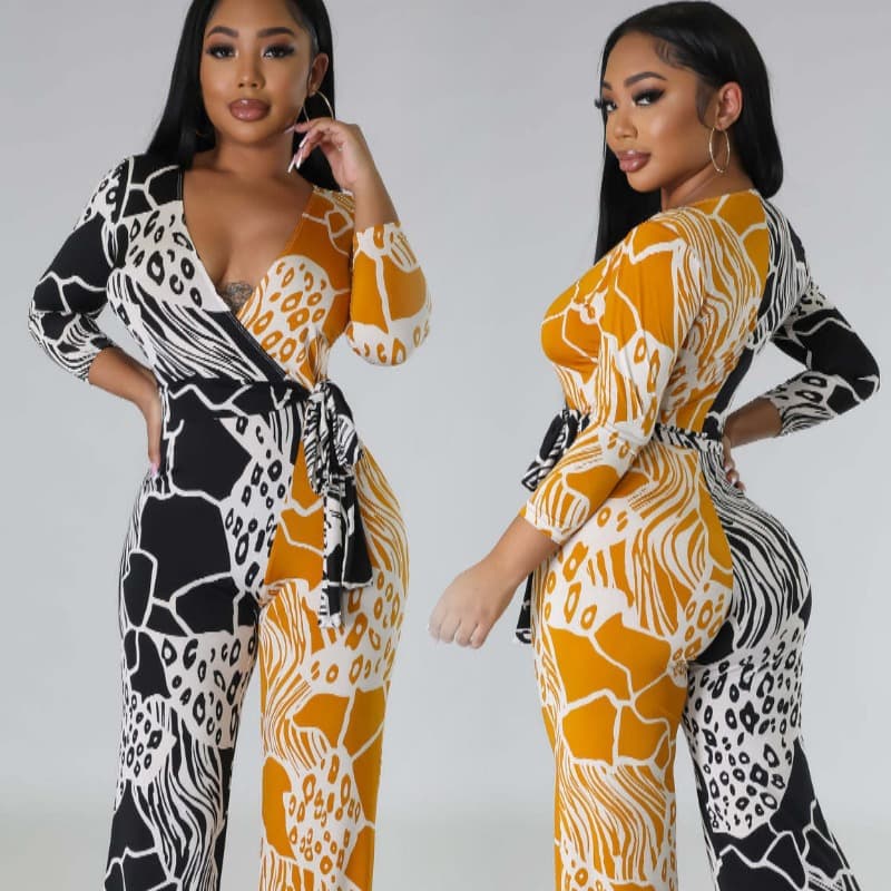 (Cross-border trading), long-sleeve, overall, V-neckline, tight 1