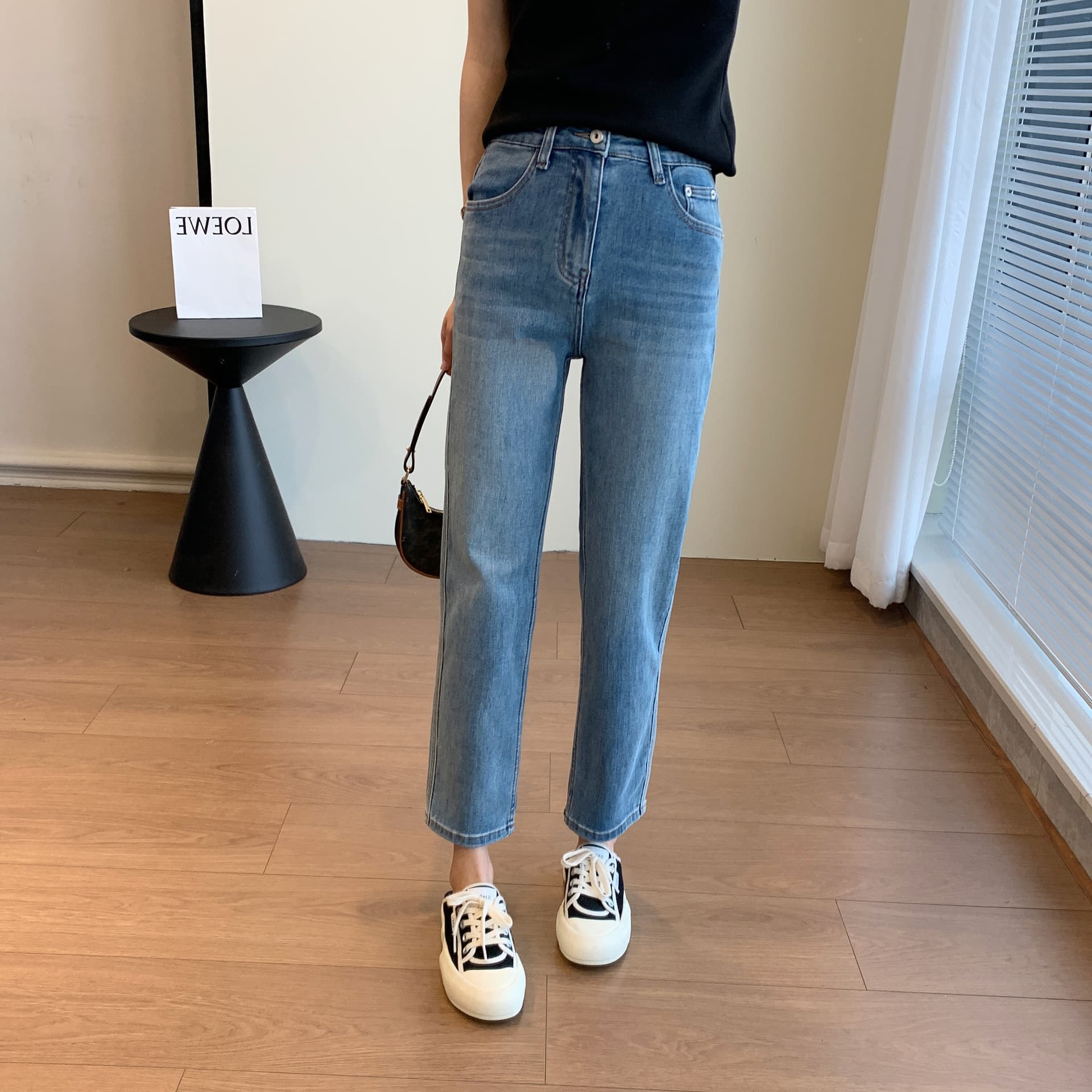 Classic summer trousers, fitted jeans, high waist 2