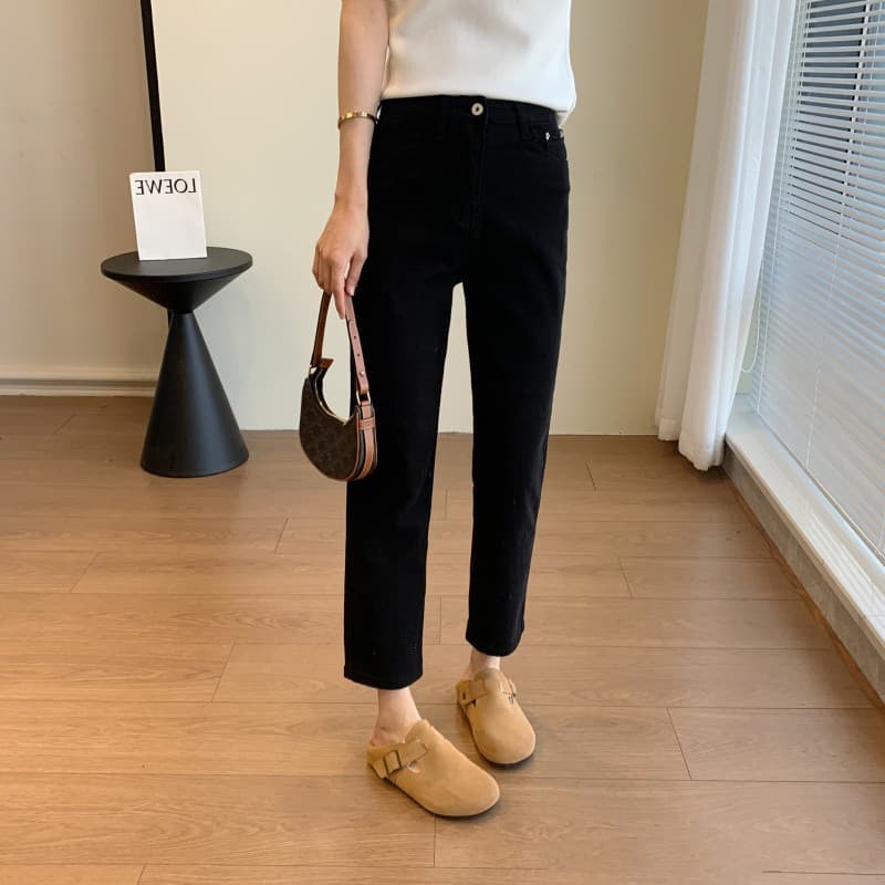 Classic summer trousers, fitted jeans, high waist 3