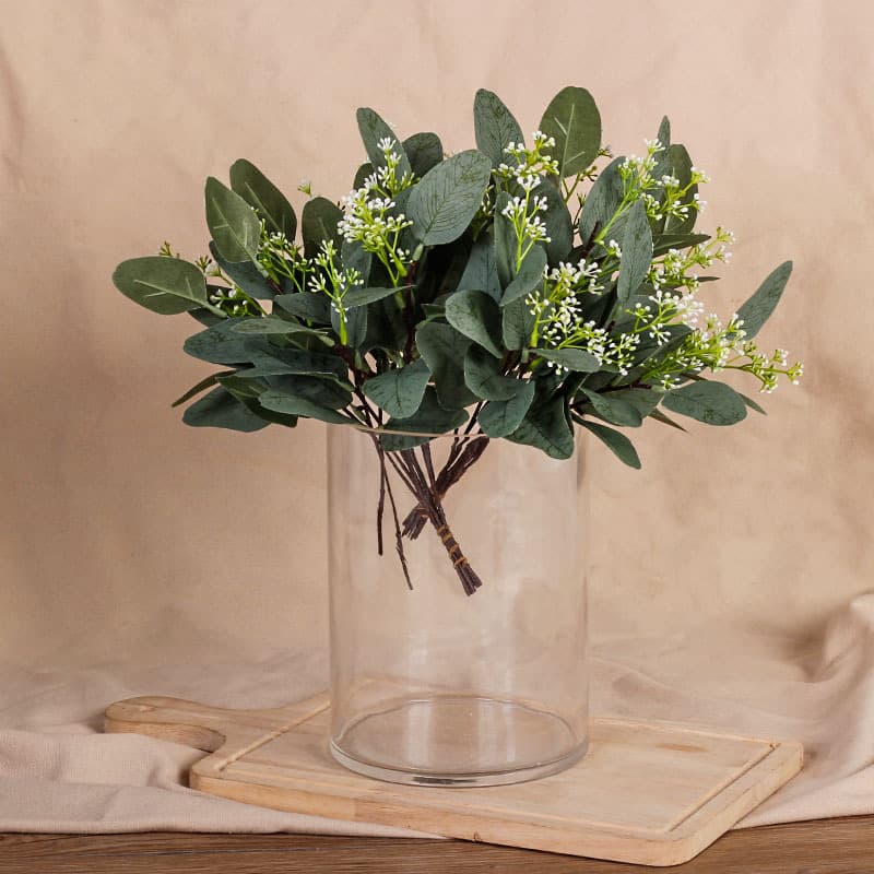 Amazon cross -border artificial flower artificial eucalyptus leaf stem short silver and branches green plant flower beam wedding decoration 2
