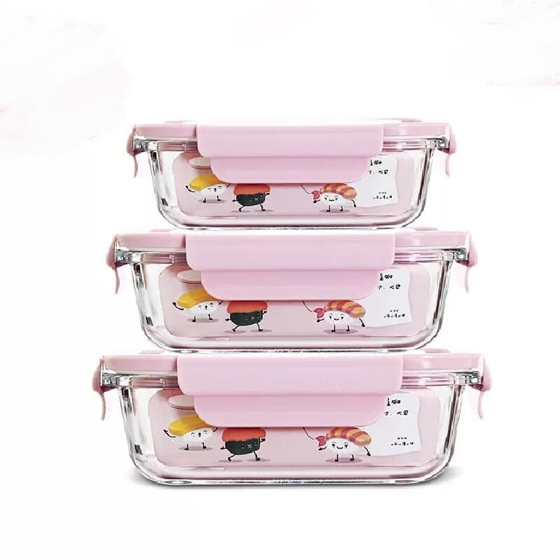 Lunch box microwave oven can heated office workers transparent with covering glass lunch box large capacity scores to keep fresh bowl