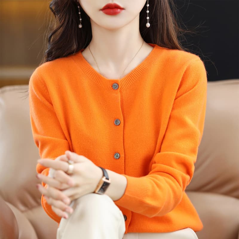 Knitted spring cardigan, sweater with a round collar, long-sleeve, jacket 2