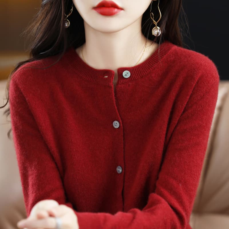 Knitted spring cardigan, sweater with a round collar, long-sleeve, jacket 3