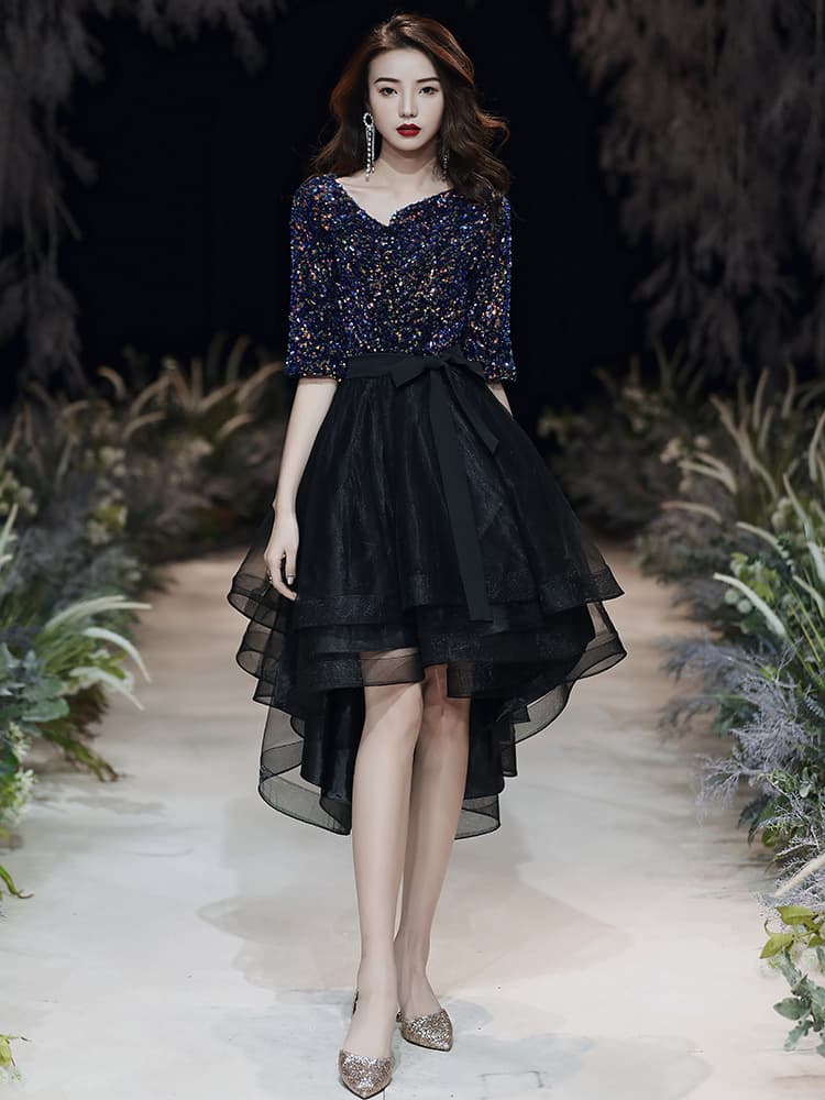 Black evening dress, skirt, for teenagers, french style 2