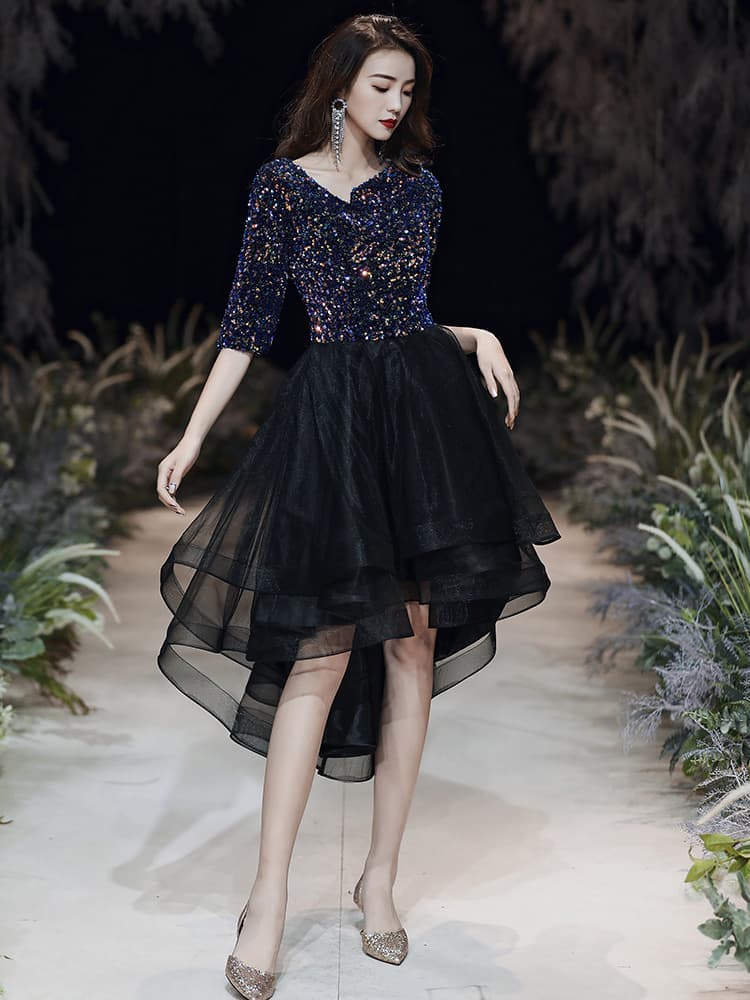 Black evening dress, skirt, for teenagers, french style 3