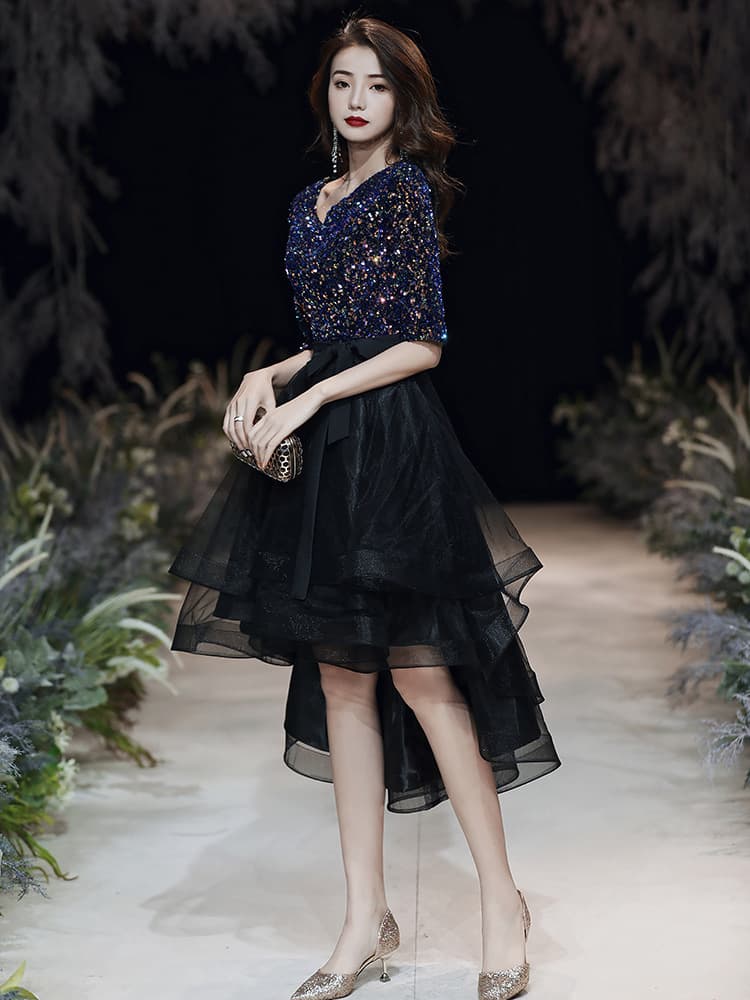 Black evening dress, skirt, for teenagers, french style 4
