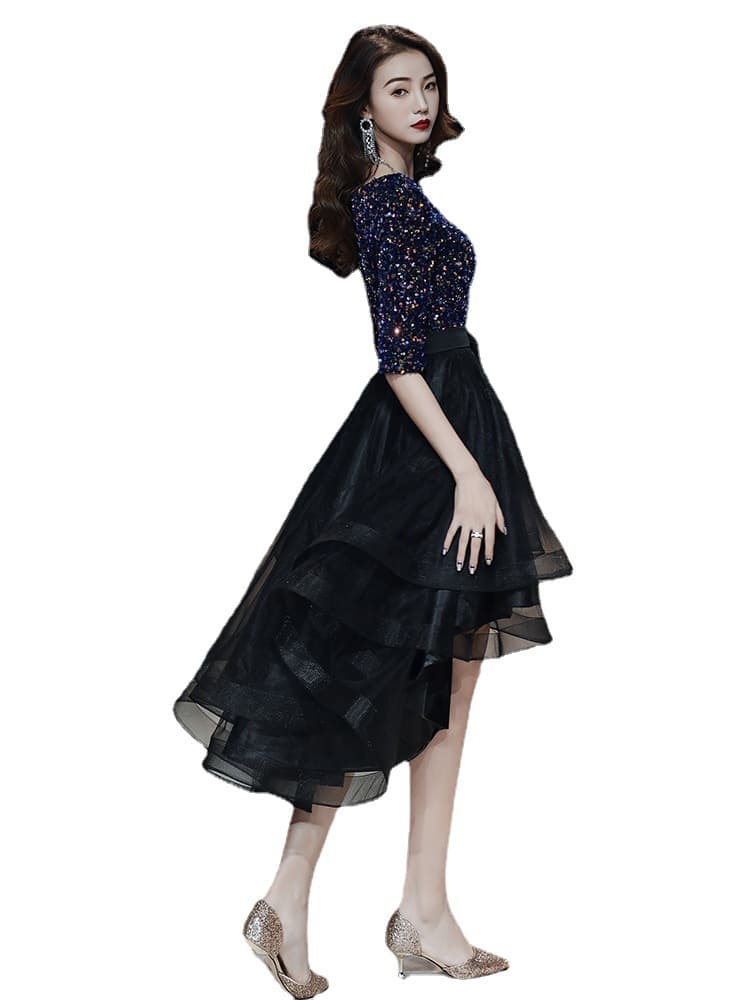 Black evening dress, skirt, for teenagers, french style 5