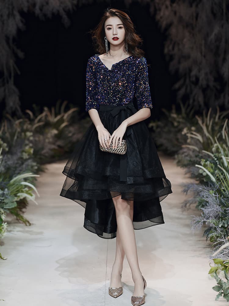 Black evening dress, skirt, for teenagers, french style