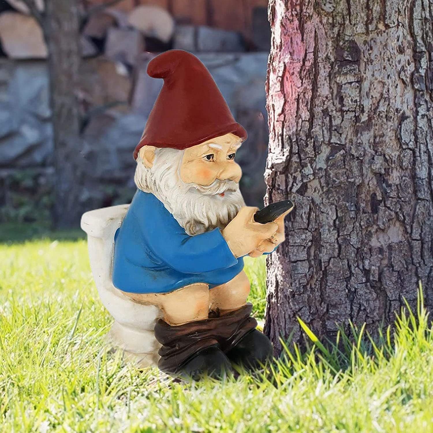 Gnome decoration independent station resin craft cartoon character small decorative squat toilet character doll festival gift 2