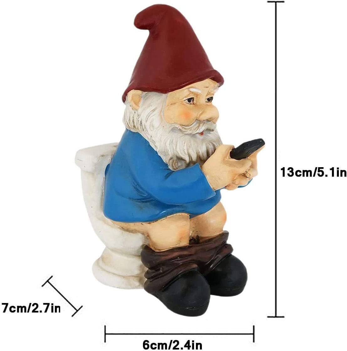Gnome decoration independent station resin craft cartoon character small decorative squat toilet character doll festival gift 4